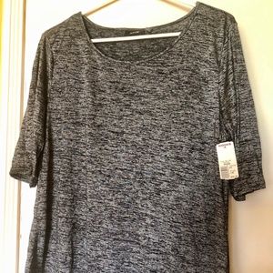Black & Silver 3/4 Sleeve Shimmery Top